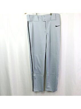 Nike Baseball Pants Boys Size L Youth Full Length Piped Gray Black  Vapor Select